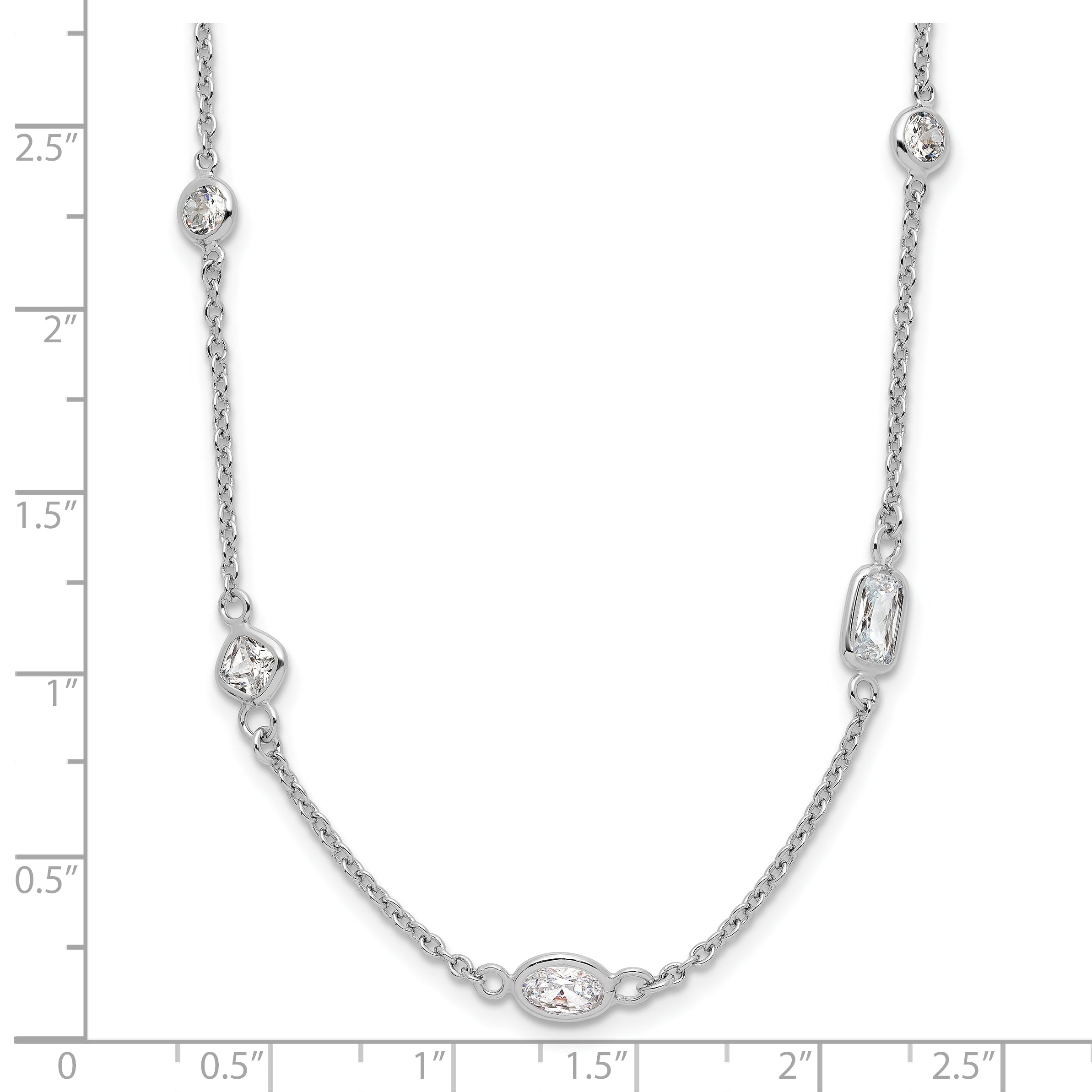 Cheryl M Sterling Silver Rhodium-plated Brilliant-cut CZ 26 Station 36.5 Inch Necklace