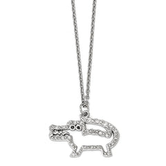 Cheryl M Sterling Silver Black and White CZ Alligator Necklace