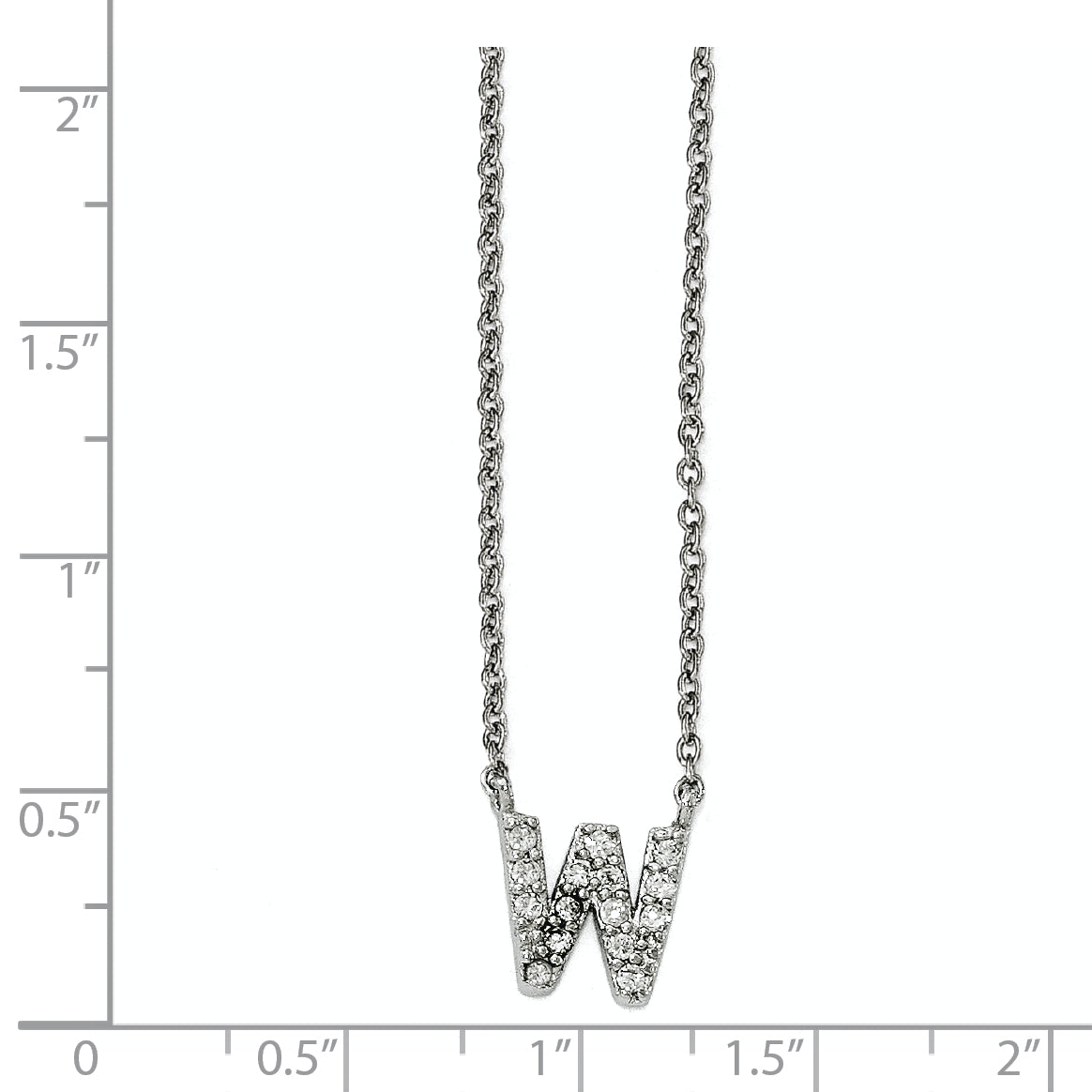 Cheryl M Sterling Silver CZ Letter W 18in. Necklace