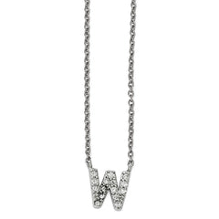 Cheryl M Sterling Silver CZ Letter W 18in. Necklace