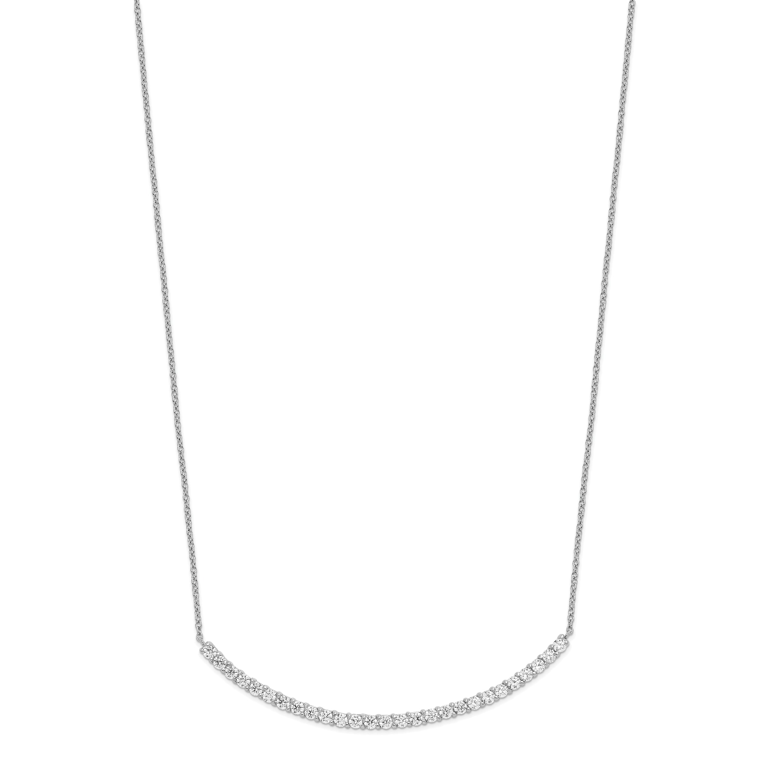 Cheryl M Sterling Silver Rhodium-plated Brilliant-cut CZ Curved Bar 18 Inch Necklace