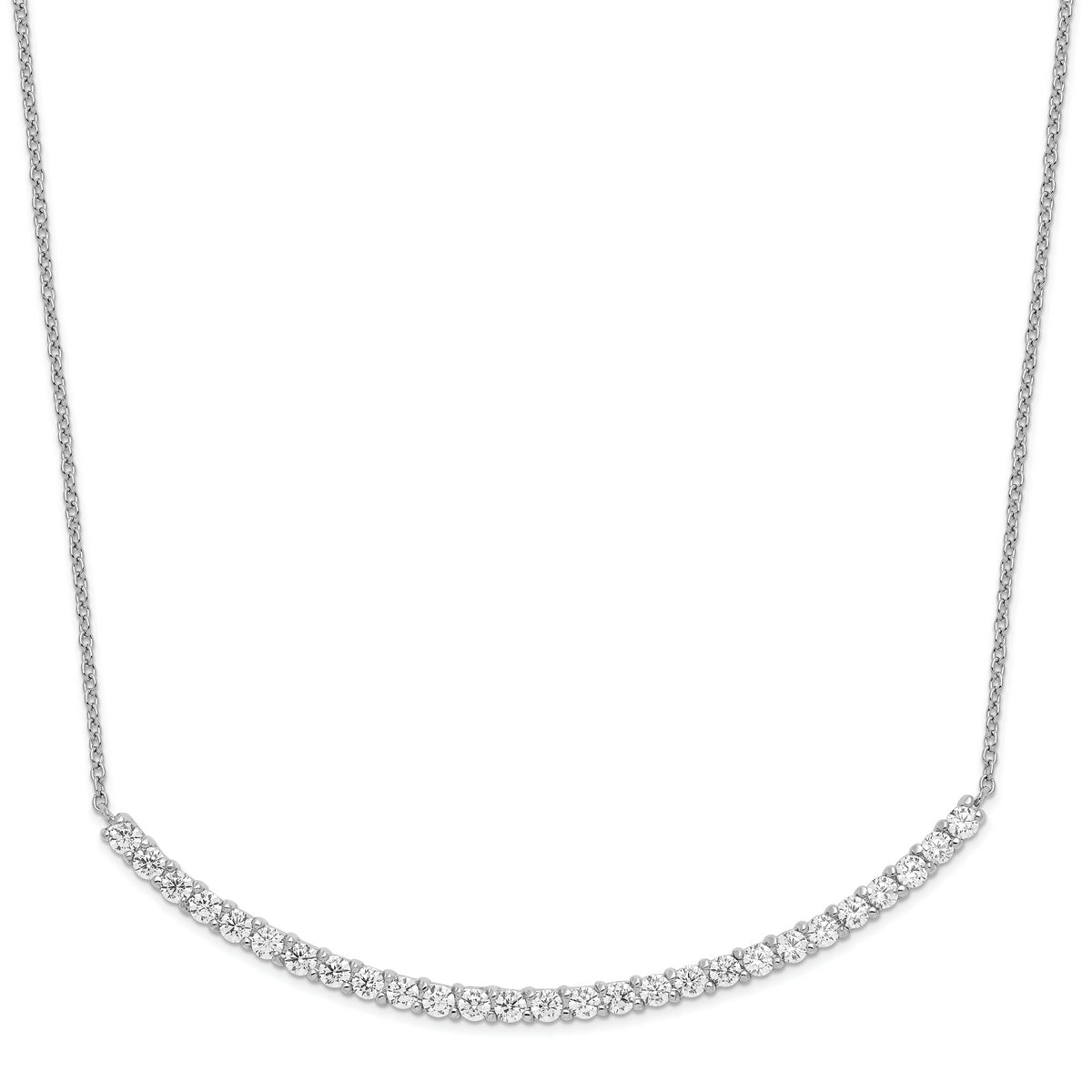 Cheryl M Sterling Silver Rhodium-plated Brilliant-cut CZ Curved Bar 18 Inch Necklace