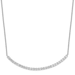 Cheryl M Sterling Silver Rhodium-plated Brilliant-cut CZ Curved Bar 18 Inch Necklace