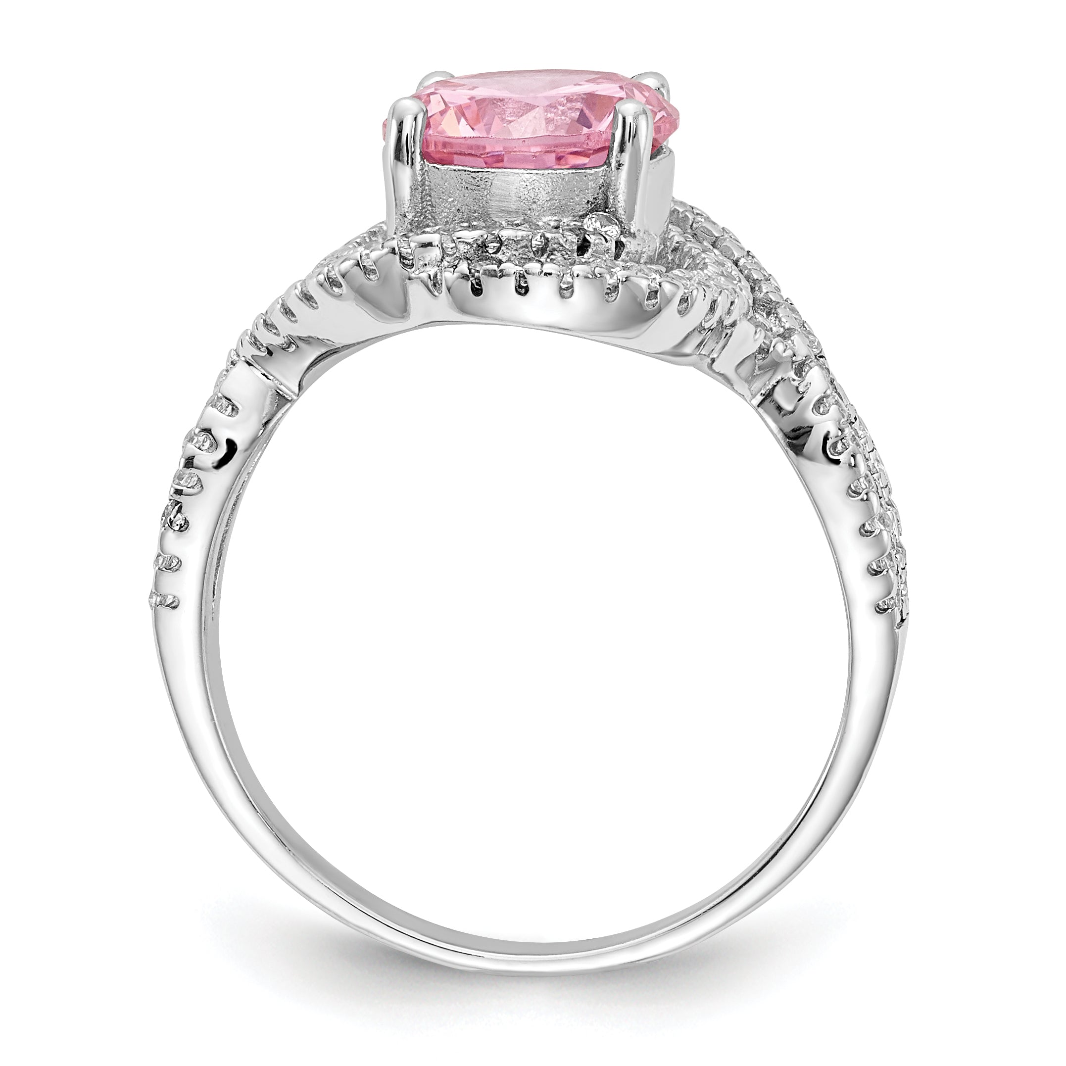 Cheryl M Sterling Silver Rhodium-plated Fancy Pink and White Brilliant-cut CZ Ring