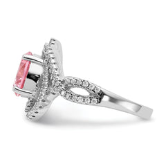 Cheryl M Sterling Silver Rhodium-plated Fancy Pink and White Brilliant-cut CZ Ring