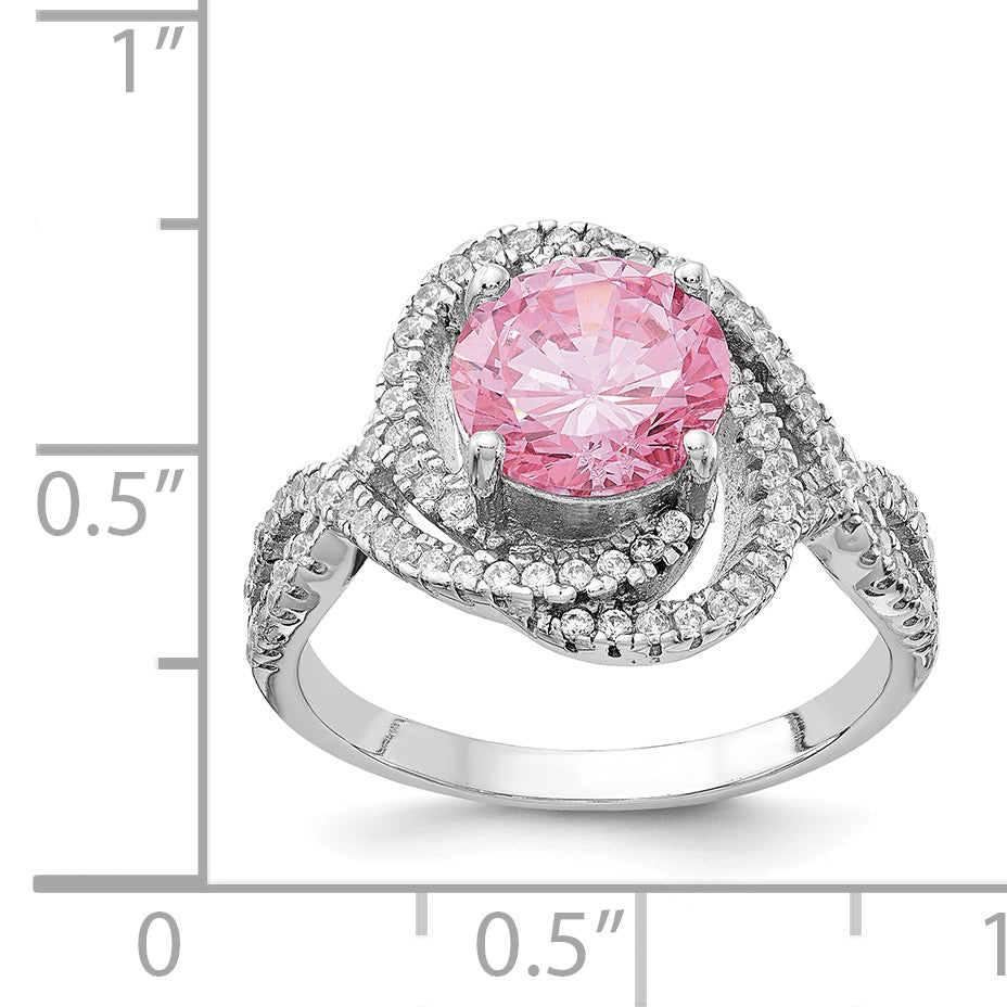 Cheryl M Sterling Silver Rhodium-plated Fancy Pink and White Brilliant-cut CZ Ring