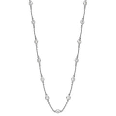 Cheryl M Sterling Silver Rhodium-plated Brilliant-cut Round CZ 19 Station 18.5 Inch Necklace