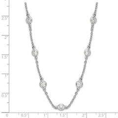 Cheryl M Sterling Silver Rhodium-plated Brilliant-cut Round CZ 19 Station 18.5 Inch Necklace