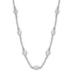 Cheryl M Sterling Silver Rhodium-plated Brilliant-cut Round CZ 19 Station 18.5 Inch Necklace