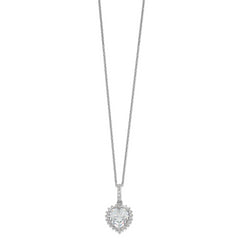 Cheryl M Sterling Silver Rhodium-plated Fancy 100-Facet and Brilliant-cut CZ Heart 18.5 Inch Necklace