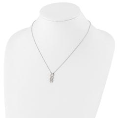 Cheryl M Sterling Silver Rhodium-plated Emerald-cut CZ Vertical Bar 18 Inch Necklace