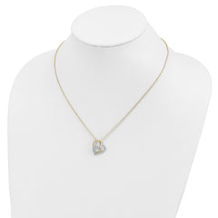 Cheryl M Sterling Silver Gold-plated Brilliant-cut CZ Fancy Double Heart 18 Inch Necklace