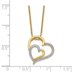 Cheryl M Sterling Silver Gold-plated Brilliant-cut CZ Fancy Double Heart 18 Inch Necklace