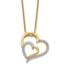 Cheryl M Sterling Silver Gold-plated Brilliant-cut CZ Fancy Double Heart 18 Inch Necklace