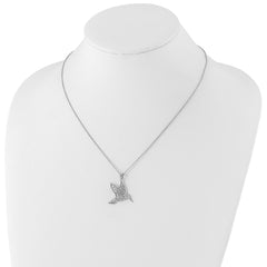 Cheryl M Sterling Silver Rhodium-plated Filigree Brilliant-cut CZ Hummingbird 18 Inch Necklace