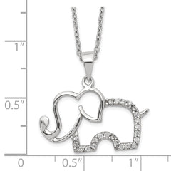 Cheryl M Sterling Silver Rhodium Plated Brilliant-cut CZ Elephant 18.25 Inch Necklace