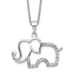 Cheryl M Sterling Silver Rhodium Plated Brilliant-cut CZ Elephant 18.25 Inch Necklace