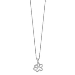 Cheryl Sterling Silver CZ Paw Necklace with Polished Finish Gift-Ready