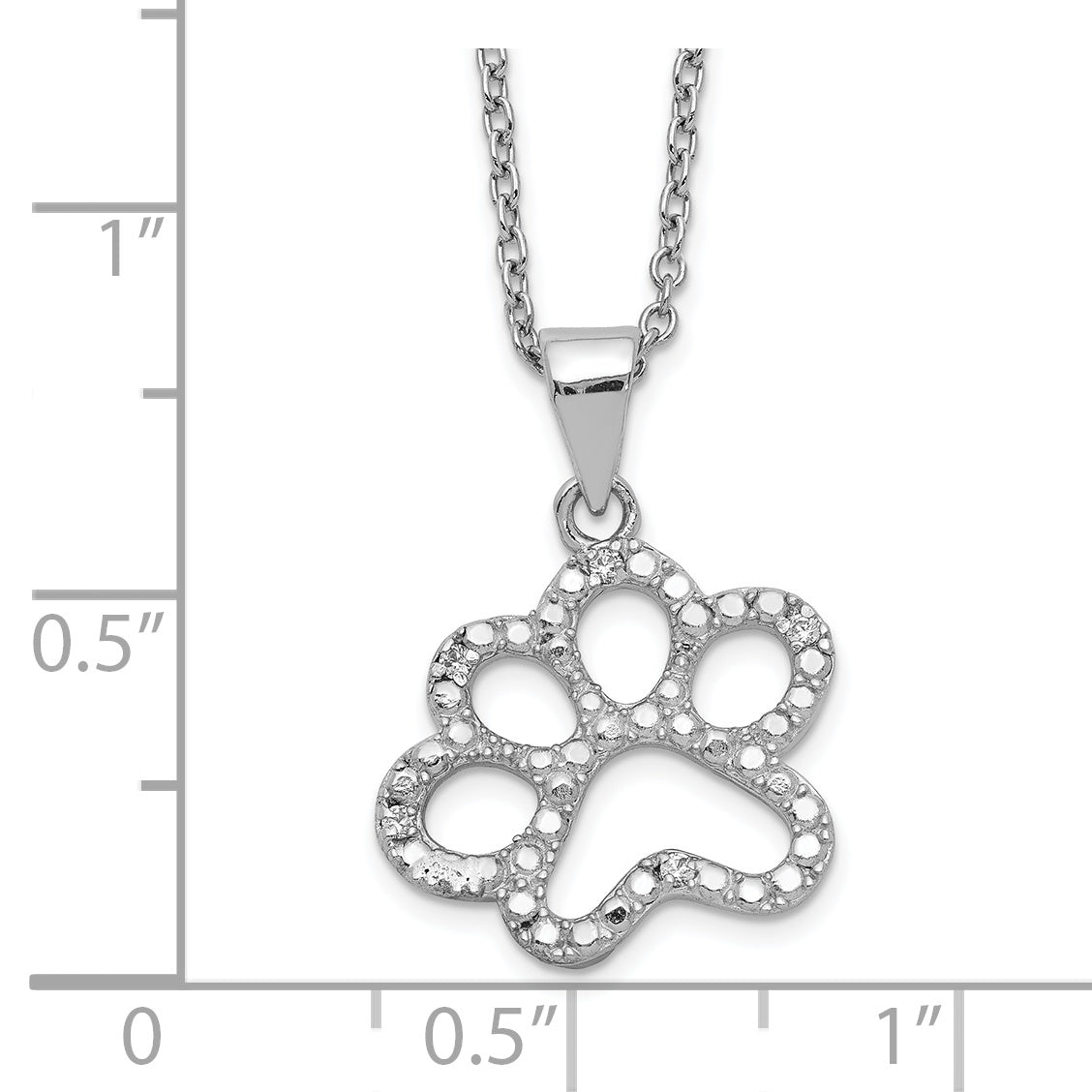 Cheryl Sterling Silver CZ Paw Necklace with Polished Finish Gift-Ready