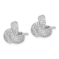 Cheryl M Sterling Silver Rhodium-plated Brilliant-cut Pave CZ Love Knot Post Earrings