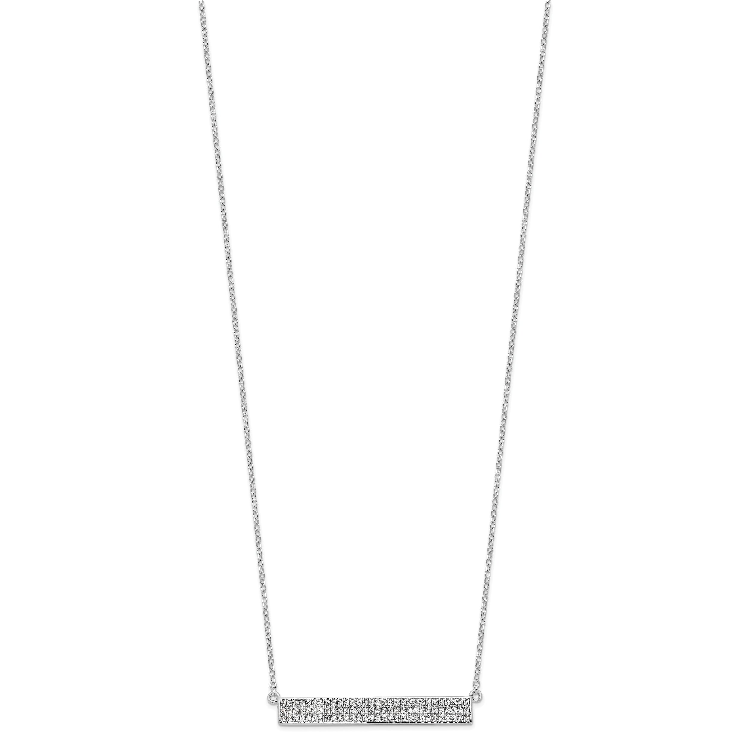 Cheryl M Sterling Silver Rhodium-plated Brilliant-cut CZ Bar 17.5 Inch Necklace with 1.5 Inch Extender