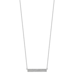 Cheryl M Sterling Silver Rhodium-plated Brilliant-cut CZ Bar 17.5 Inch Necklace with 1.5 Inch Extender