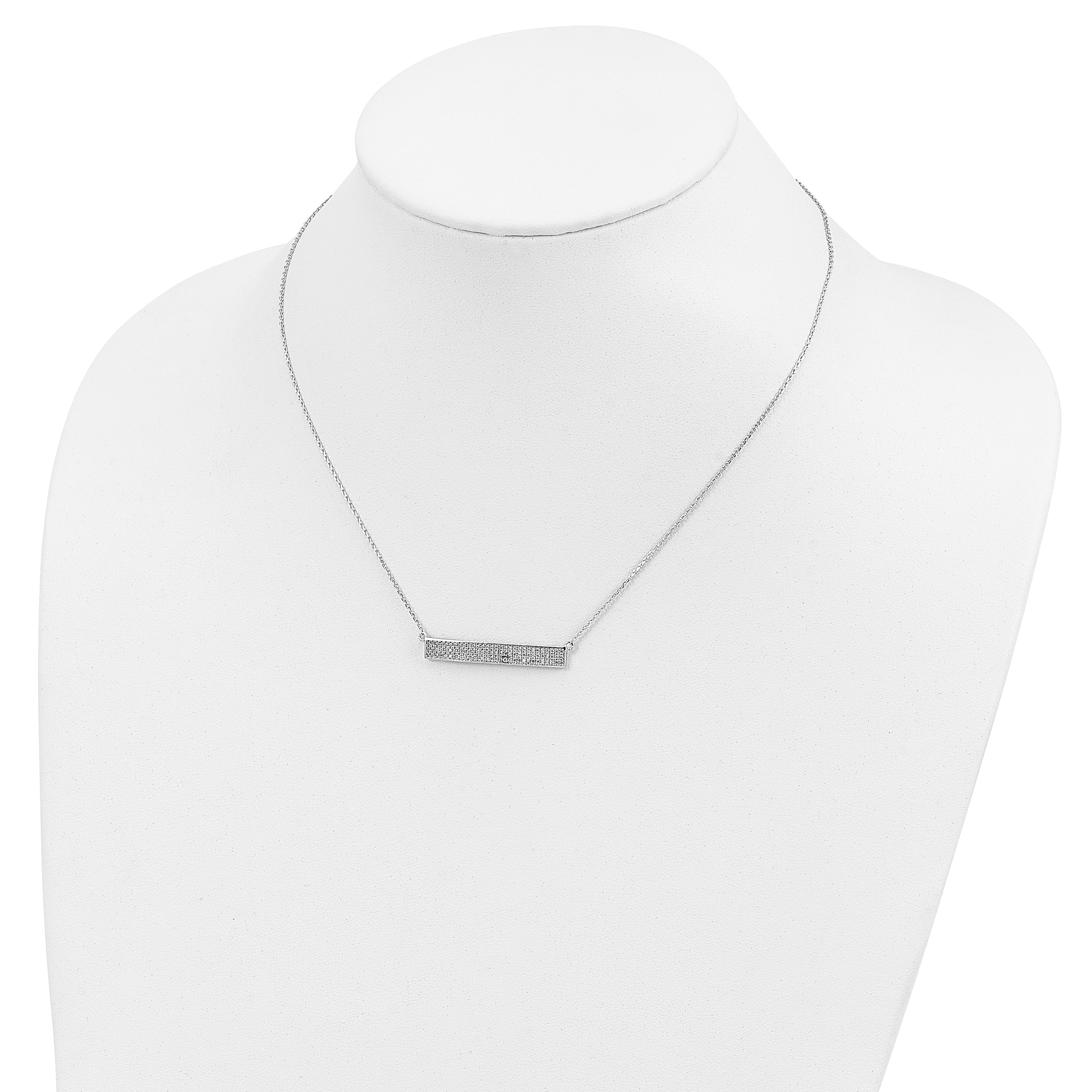 Cheryl M Sterling Silver Rhodium-plated Brilliant-cut CZ Bar 17.5 Inch Necklace with 1.5 Inch Extender