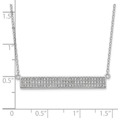 Cheryl M Sterling Silver Rhodium-plated Brilliant-cut CZ Bar 17.5 Inch Necklace with 1.5 Inch Extender