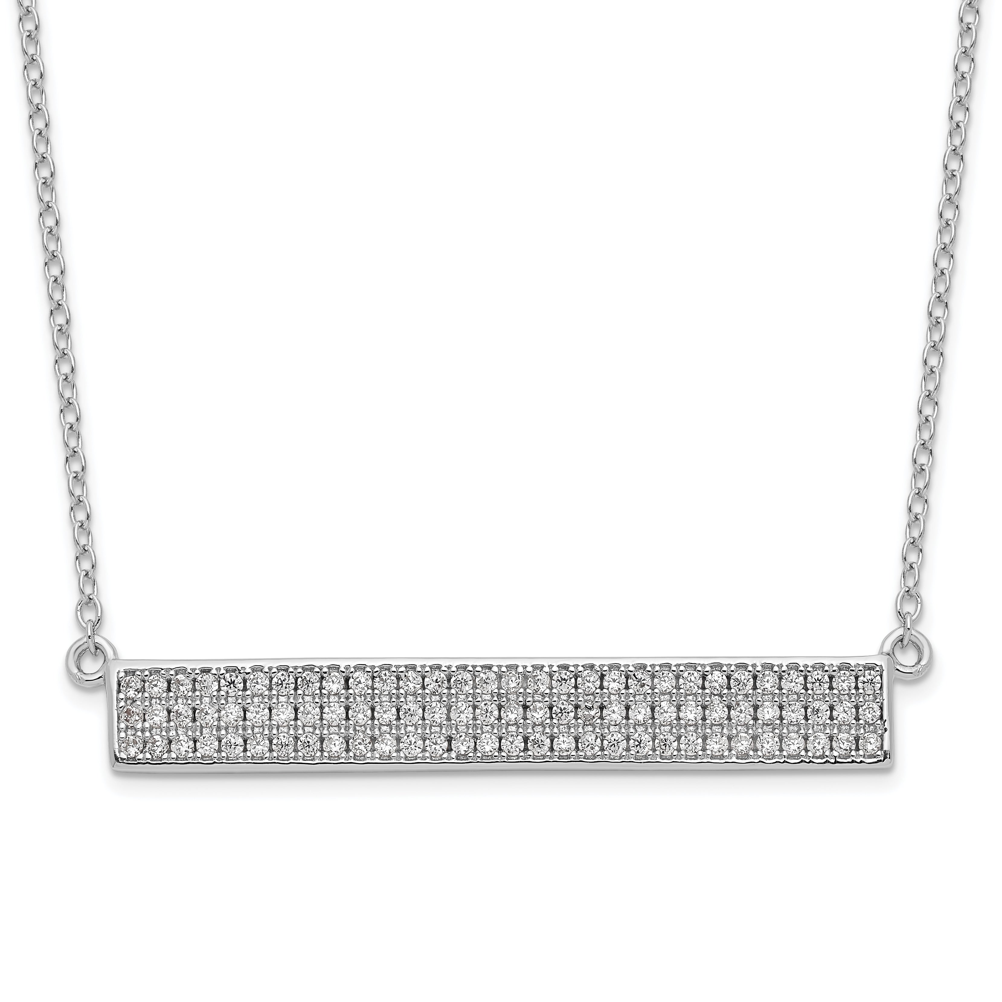 Cheryl M Sterling Silver Rhodium-plated Brilliant-cut CZ Bar 17.5 Inch Necklace with 1.5 Inch Extender