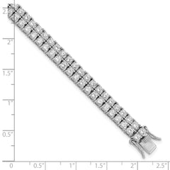 Cheryl M Sterling Silver Rhodium-plated Brilliant-cut CZ Two Row 7.5 Inch Tennis Bracelet