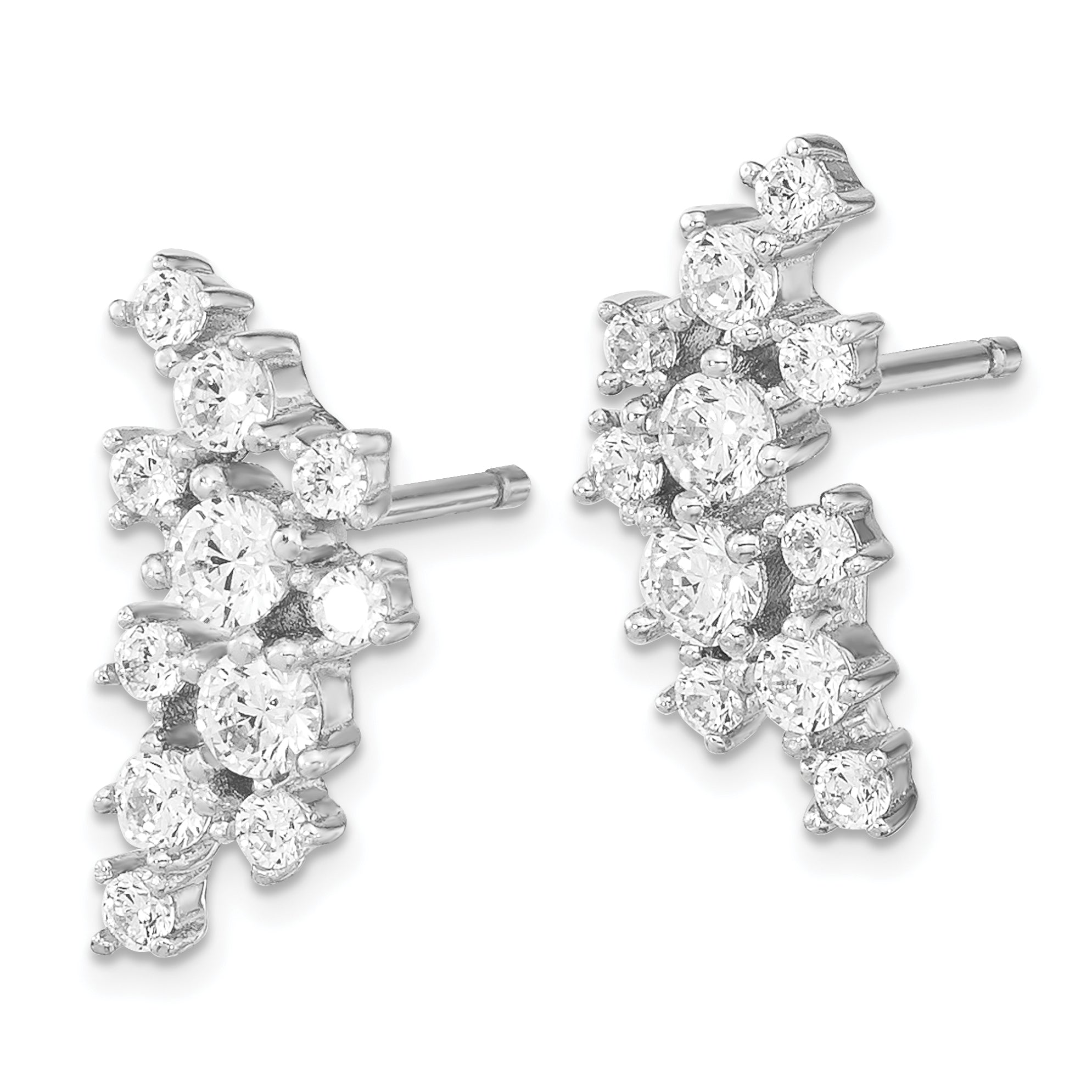 Cheryl M Sterling Silver Rhodium-plated Brilliant-cut CZ Cluster Post Dangle Earrings