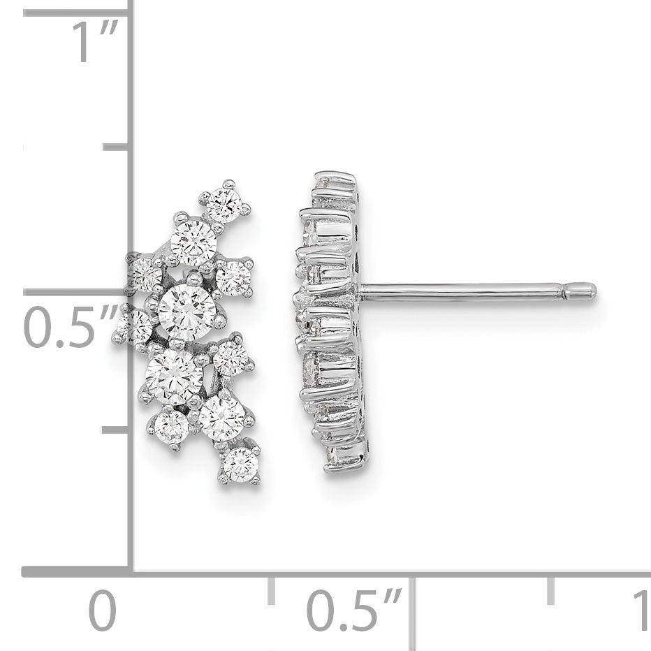 Cheryl M Sterling Silver Rhodium-plated Brilliant-cut CZ Cluster Post Dangle Earrings