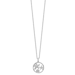 Cheryl M Sterling Silver Rhodium-plated Brilliant-cut CZ Sea Life Circle 16 Inch Necklace with 2 Inch Extender