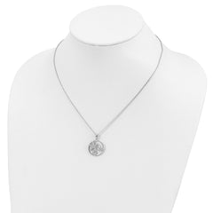 Cheryl M Sterling Silver Rhodium-plated Brilliant-cut CZ Sea Life Circle 16 Inch Necklace with 2 Inch Extender