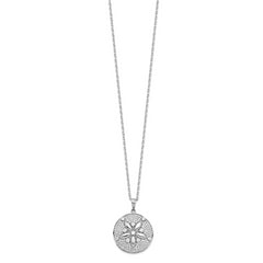 Cheryl M Sterling Silver Rhodium-plated Brilliant-cut Pave CZ Sand Dollar 16 Inch Necklace with 2 Inch Extender