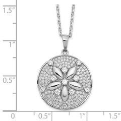 Cheryl M Sterling Silver Rhodium-plated Brilliant-cut Pave CZ Sand Dollar 16 Inch Necklace with 2 Inch Extender