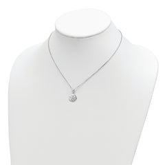 Cheryl M Sterling Silver Rhodium-plated Brilliant-cut CZ Sand Dollar 16 Inch Necklace with 2 Inch Extender