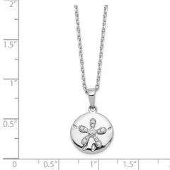 Cheryl M Sterling Silver Rhodium-plated Brilliant-cut CZ Sand Dollar 16 Inch Necklace with 2 Inch Extender