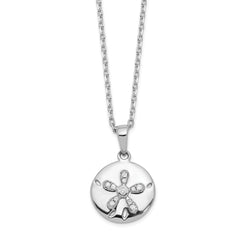 Cheryl M Sterling Silver Rhodium-plated Brilliant-cut CZ Sand Dollar 16 Inch Necklace with 2 Inch Extender