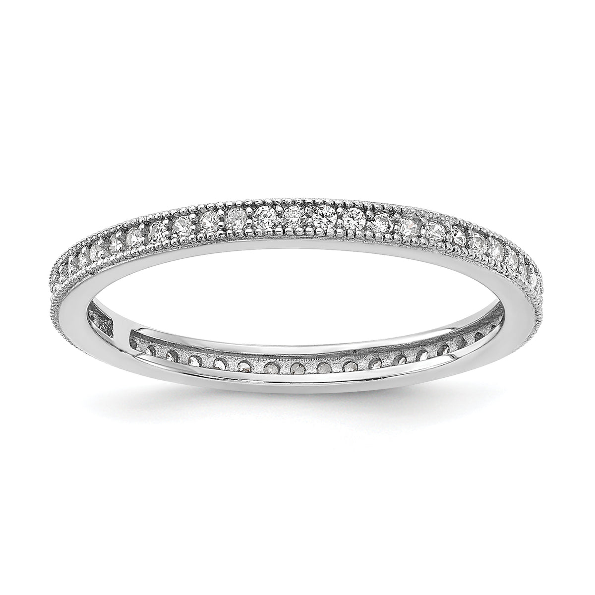 Cheryl M Sterling Silver Rhodium-plated Brilliant-cut CZ Eternity Ring