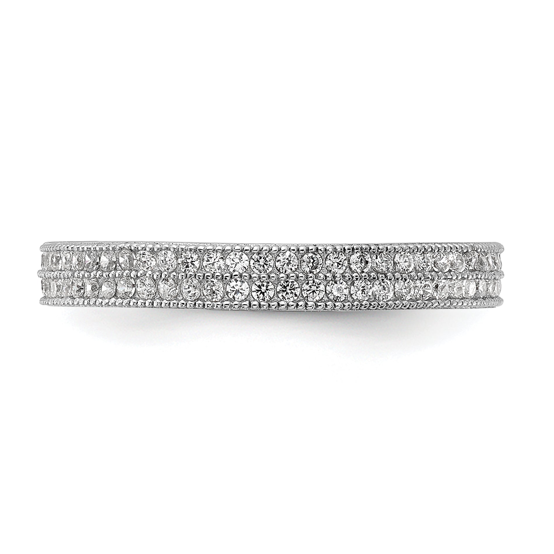 Cheryl M Sterling Silver Rhodium-plated Brilliant-cut CZ Two Row Eternity Ring