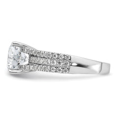 Cheryl M Sterling Silver Rhodium-plated Fancy Brilliant-cut Round CZ Center Stone Ring