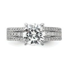 Cheryl M Sterling Silver Rhodium-plated Fancy Brilliant-cut Round CZ Center Stone Ring