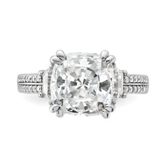 Cheryl M Sterling Silver Rhodium-plated Fancy Cushion-cut Baguette-cut and Brilliant-cut CZ Ring