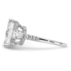 Cheryl M Sterling Silver Rhodium-plated Fancy Emerald-cut and Brilliant-cut CZ Ring