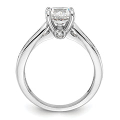 Cheryl M Sterling Silver Rhodium-plated Brilliant-cut 7.5mm Round CZ with Side Stones Fashion Ring