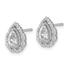 Cheryl M Sterling Silver Rhodium-plated Brilliant-cut Teardrop CZ Post Earrings