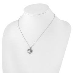 Cheryl M Sterling Silver Rhodium-plated Brilliant-cut CZ Heart 18 Inch Necklace with 2 Inch Extender