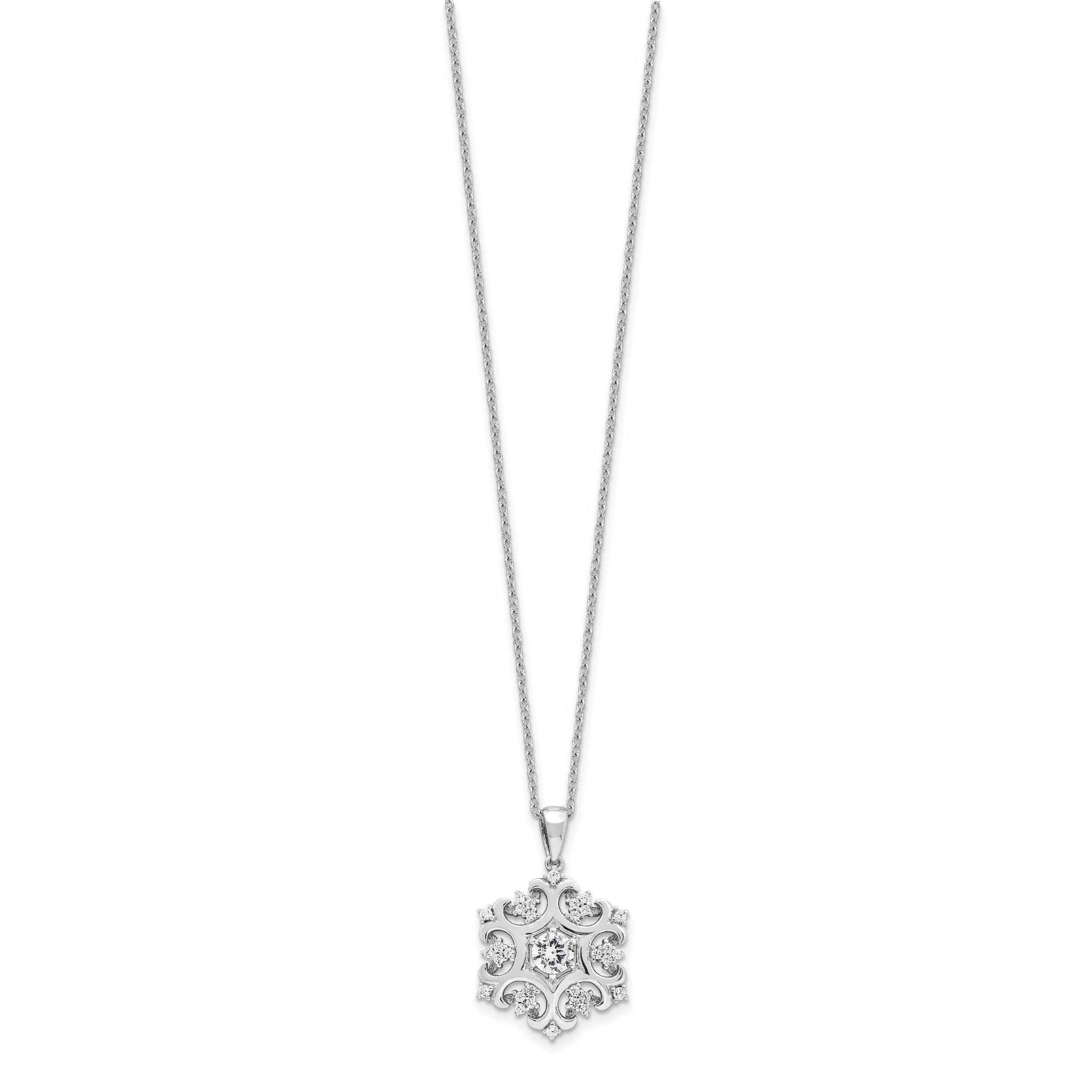 Cheryl M Sterling Silver Rhodium-plated Brilliant-cut CZ Snowflake 18 Inch Necklace with 2 Inch Extender