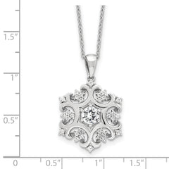 Cheryl M Sterling Silver Rhodium-plated Brilliant-cut CZ Snowflake 18 Inch Necklace with 2 Inch Extender